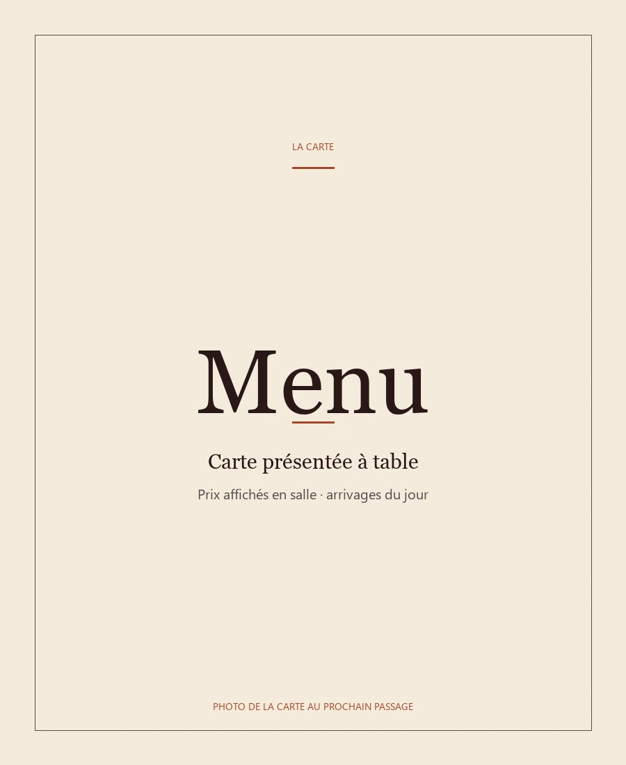 Carte Kozy Restaurant, photo de la carte au prochain passage